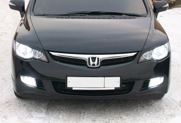 Накладки на фары (реснички) узкие var №1 для Honda Civic 4D (2006-2012)