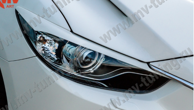 Накладки на фары (реснички) фигурные var №2 для Mazda 6 (2013-н.в.)