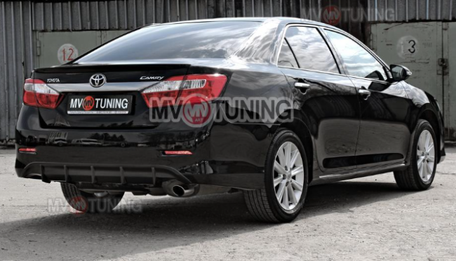 Диффузор заднего бампера var №1 (под окраску) для Toyota Camry XV50 (2012-2014)