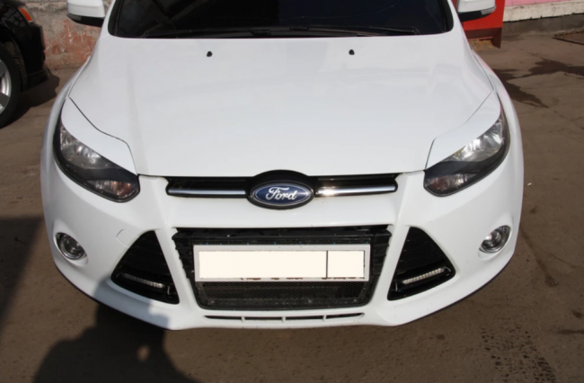 Накладки на фары (реснички) широкие var №1 для Ford Focus 3 (2012-2014)