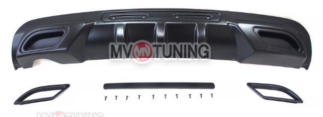 Диффузор заднего бампера var №2 (текстурный пластик) для Chevrolet Cruze (2008-2012)