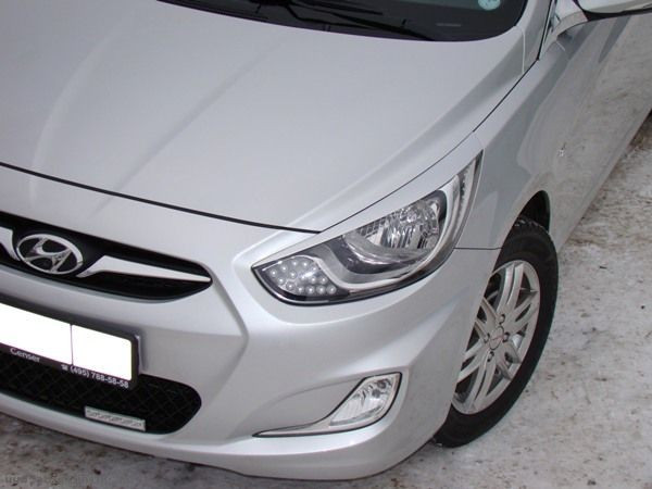 Накладки на фары (реснички) var №1 для Hyundai Solaris (2010-2013)