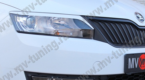 Накладки на фары (реснички) длинные var №2 для Skoda Rapid (2012-2017)