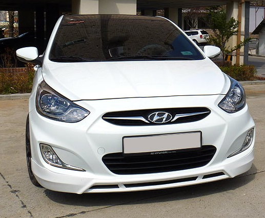 Накладка (юбка) переднего бампера var №2 для Hyundai Solaris (2010-2013)