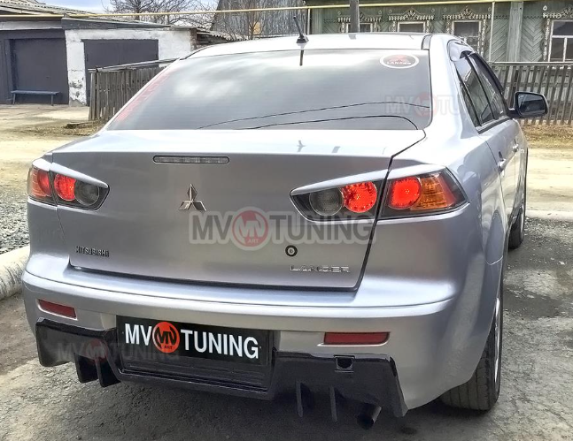 Накладка (юбка) заднего бампера "EVO" var №2 для Mitsubishi Lancer X (2007-2016)