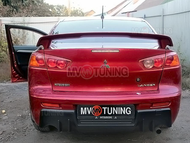Накладка (юбка) заднего бампера "EVO" var №2 для Mitsubishi Lancer X (2007-2016)