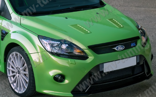 Жабры на капот в стиле "Focus RS" (текстурный пластик) для Ford Focus 2 (2004-2011)
