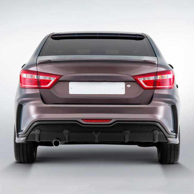 Бампер задний "Xmug" под насадку на глушитель для LADA Vesta