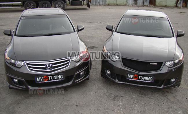 Решетка радиатора "Sport" (сетка в комплекте) var №1 для Honda Accord VIII (2008-2010)